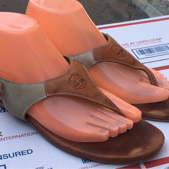 Timberland Earthkeepers Women’s Brown Leather Ankle Strap Thong Sandals Size 8M - Picture 3 of 13